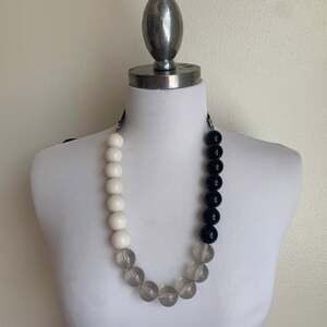 Black White Clear Beaded Statement Necklace